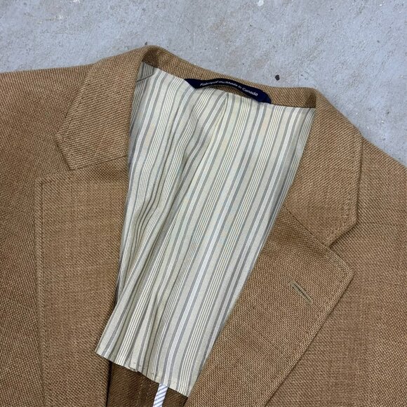 Coppley Blazer Wool Linen Silk Sport Coat Half Lined Hopsack Brown 44T - Picture 6 of 10